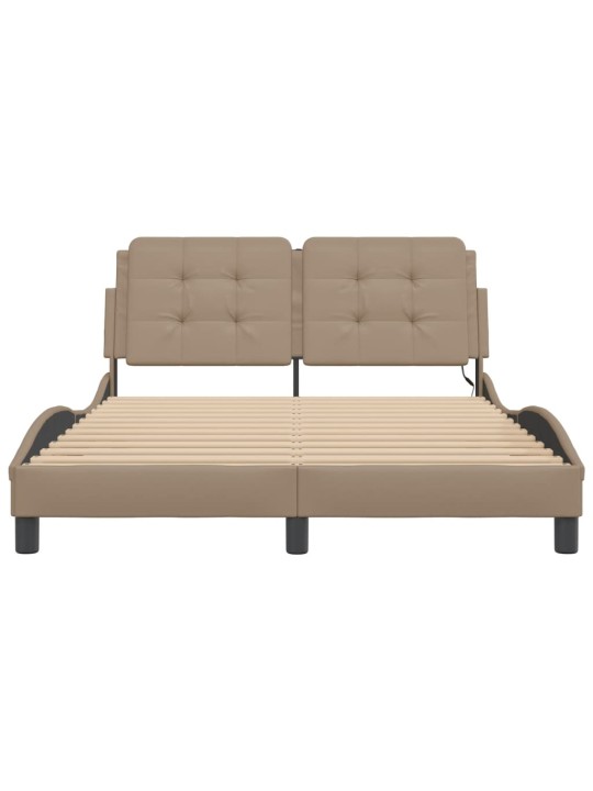 Rám postele s led osvětlením cappuccino 140 x 190 cm umělá kůže
