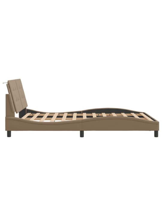 Rám postele s led osvětlením cappuccino 140 x 190 cm umělá kůže