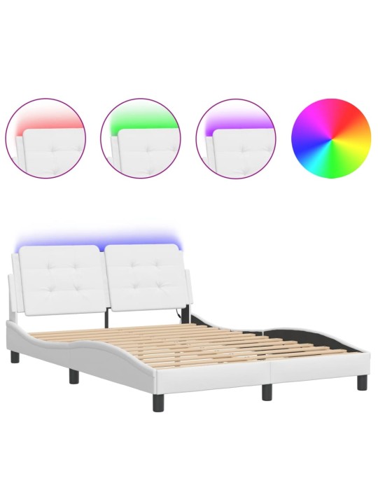Rám postele s led osvětlením bílý 140 x 200 cm umělá kůže