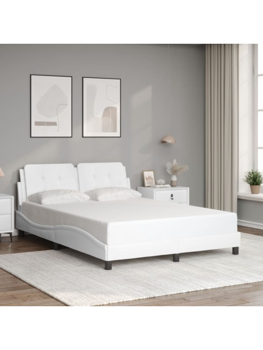 Rám postele s led osvětlením bílý 140 x 200 cm umělá kůže