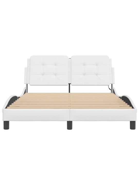 Rám postele s led osvětlením bílý 140 x 200 cm umělá kůže