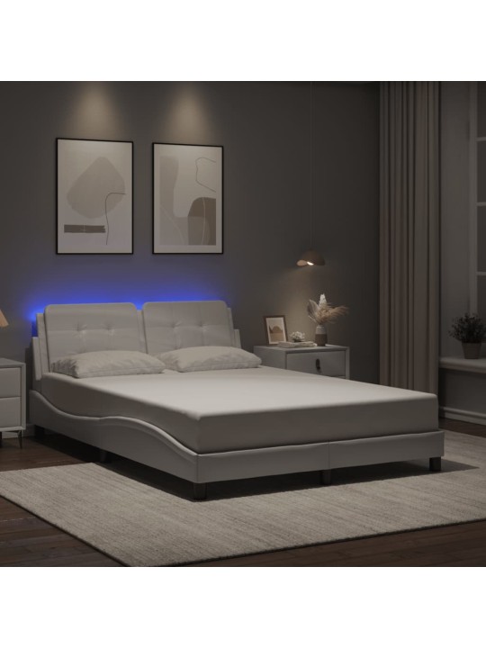 Rám postele s led osvětlením bílý 140 x 200 cm umělá kůže