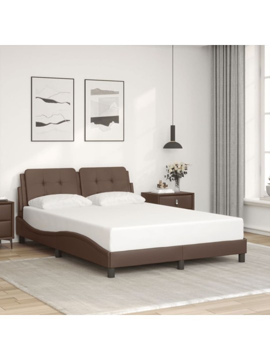 Rám postele s led osvětlením hnědý 140 x 200 cm umělá kůže