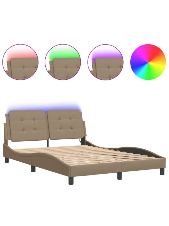 Rám postele s led osvětlením cappuccino 140 x 200 cm umělá kůže