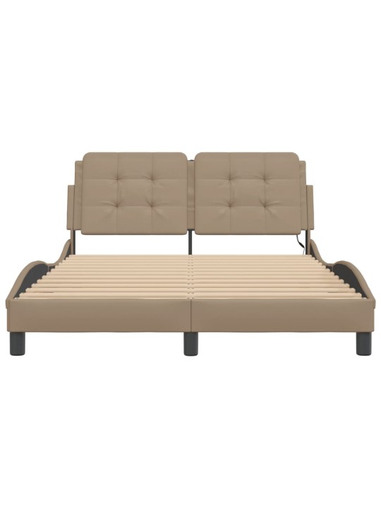 Rám postele s led osvětlením cappuccino 140 x 200 cm umělá kůže