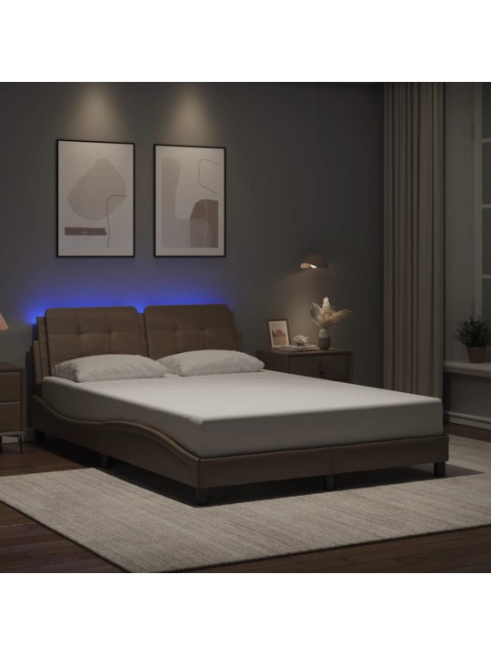 Rám postele s led osvětlením cappuccino 140 x 200 cm umělá kůže