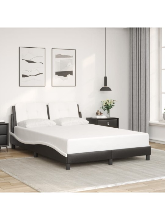 Rám postele s LED osvětlením černý a bílý 140x200 cm umělá kůže