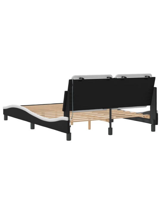 Rám postele s LED osvětlením černý a bílý 140x200 cm umělá kůže