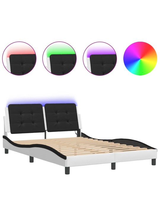 Rám postele s led osvětlením bílý a černý 140x200 cm umělá kůže