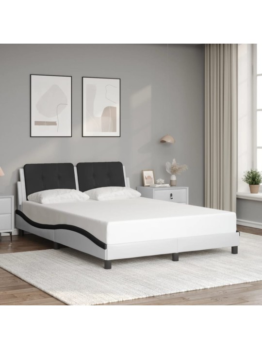 Rám postele s led osvětlením bílý a černý 140x200 cm umělá kůže