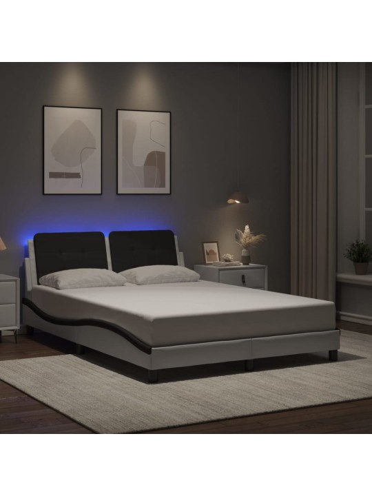 Rám postele s led osvětlením bílý a černý 140x200 cm umělá kůže
