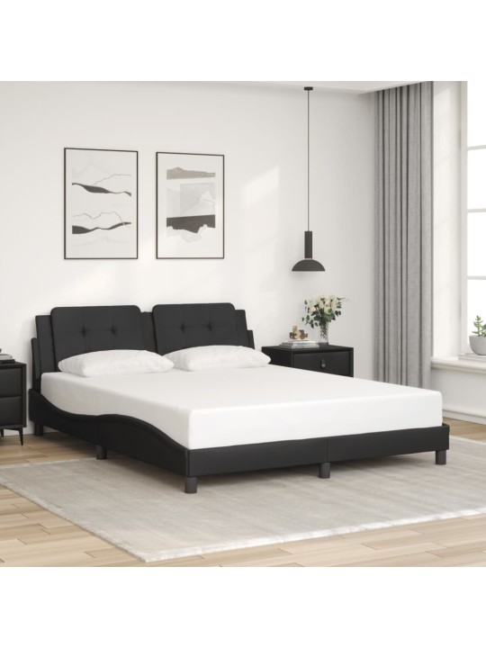 Rám postele s led osvětlením černý 160 x 200 cm umělá kůže
