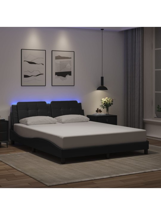 Rám postele s led osvětlením černý 160 x 200 cm umělá kůže