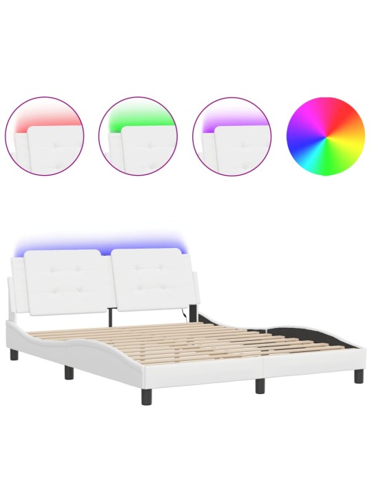 Rám postele s led osvětlením bílý 160 x 200 cm umělá kůže