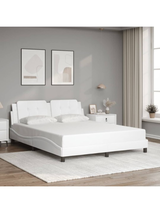 Rám postele s led osvětlením bílý 160 x 200 cm umělá kůže