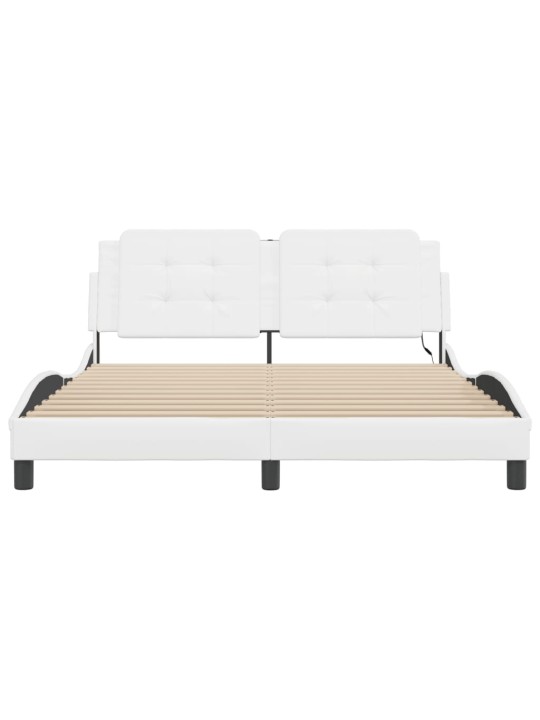Rám postele s led osvětlením bílý 160 x 200 cm umělá kůže