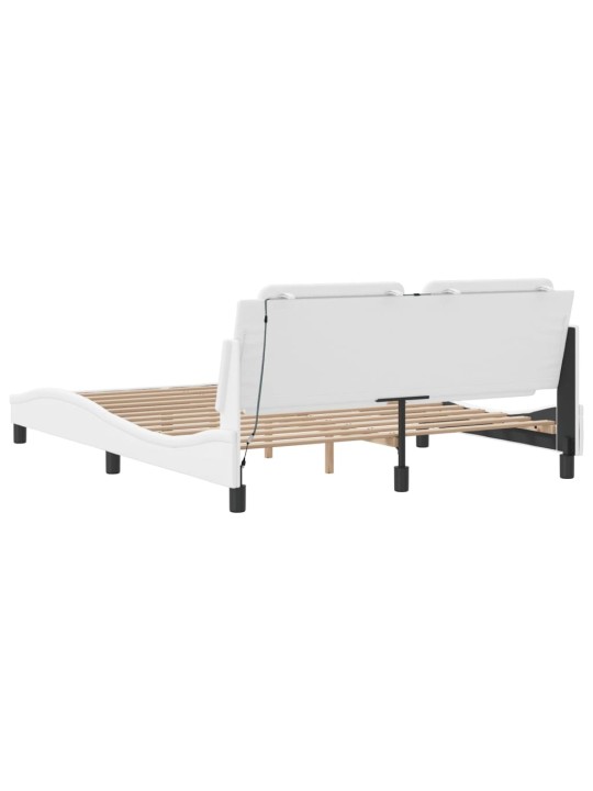 Rám postele s led osvětlením bílý 160 x 200 cm umělá kůže