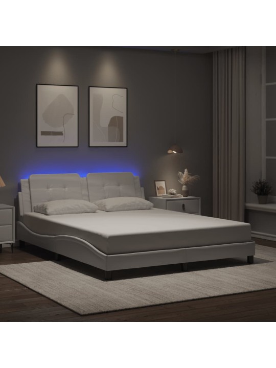 Rám postele s led osvětlením bílý 160 x 200 cm umělá kůže