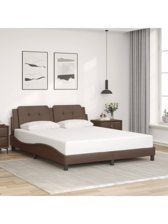 Rám postele s led osvětlením hnědý 160 x 200 cm umělá kůže