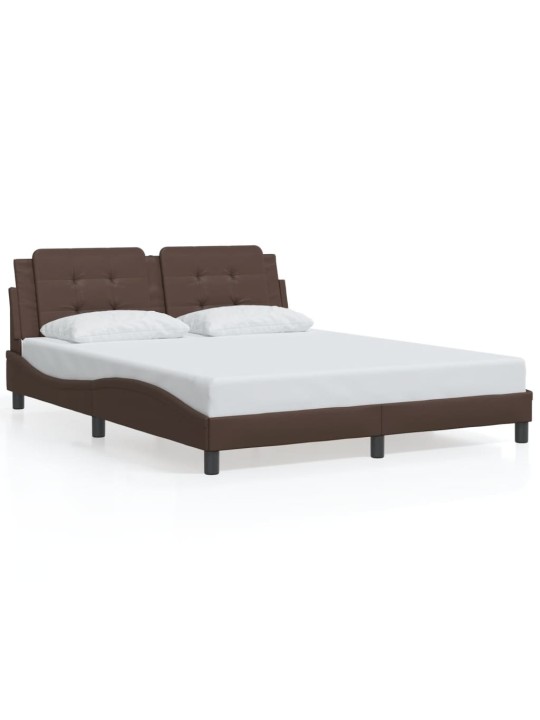 Rám postele s led osvětlením hnědý 160 x 200 cm umělá kůže