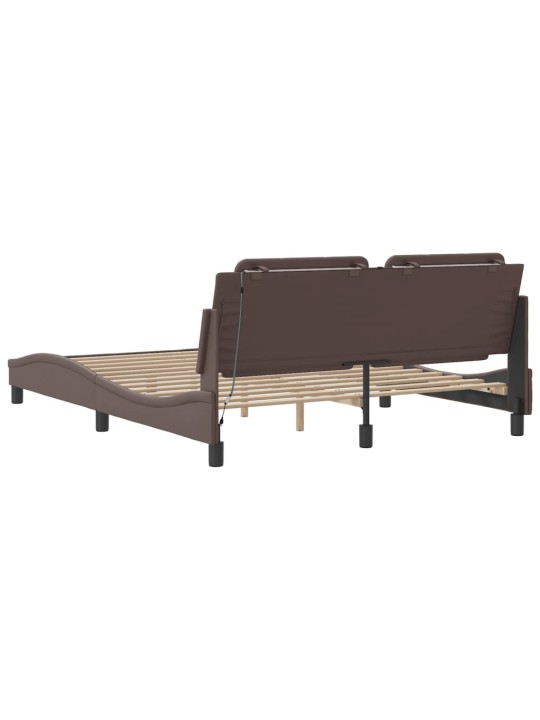 Rám postele s led osvětlením hnědý 160 x 200 cm umělá kůže