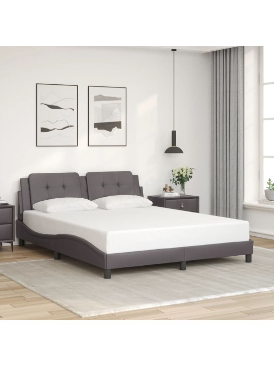 Rám postele s led osvětlením šedý 160 x 200 cm umělá kůže