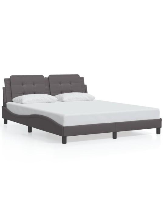 Rám postele s led osvětlením šedý 160 x 200 cm umělá kůže
