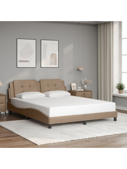 Rám postele s led osvětlením cappuccino 160 x 200 cm umělá kůže
