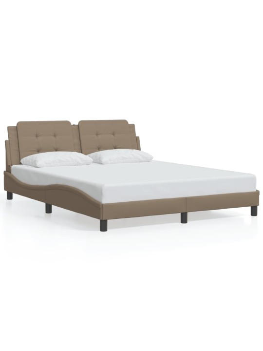 Rám postele s led osvětlením cappuccino 160 x 200 cm umělá kůže