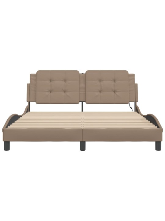 Rám postele s led osvětlením cappuccino 160 x 200 cm umělá kůže