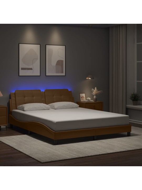 Rám postele s led osvětlením cappuccino 160 x 200 cm umělá kůže