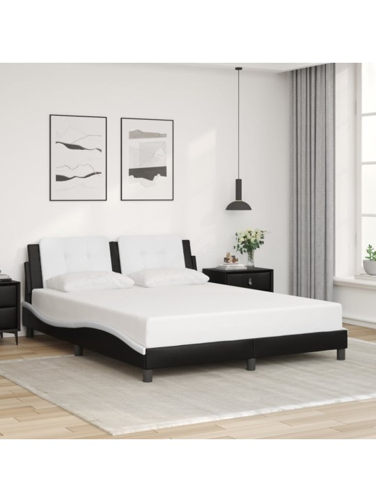 Rám postele s led osvětlením černý a bílý 160x200 cm umělá kůže