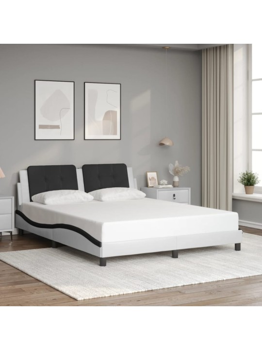Rám postele s led osvětlením bílý a černý 160x200 cm umělá kůže