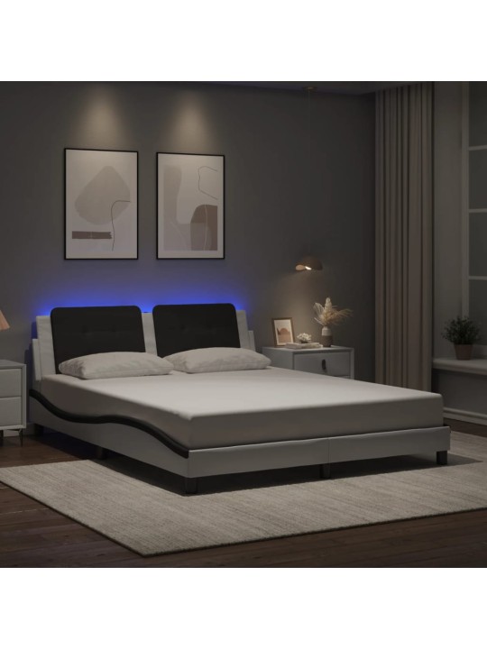Rám postele s led osvětlením bílý a černý 160x200 cm umělá kůže