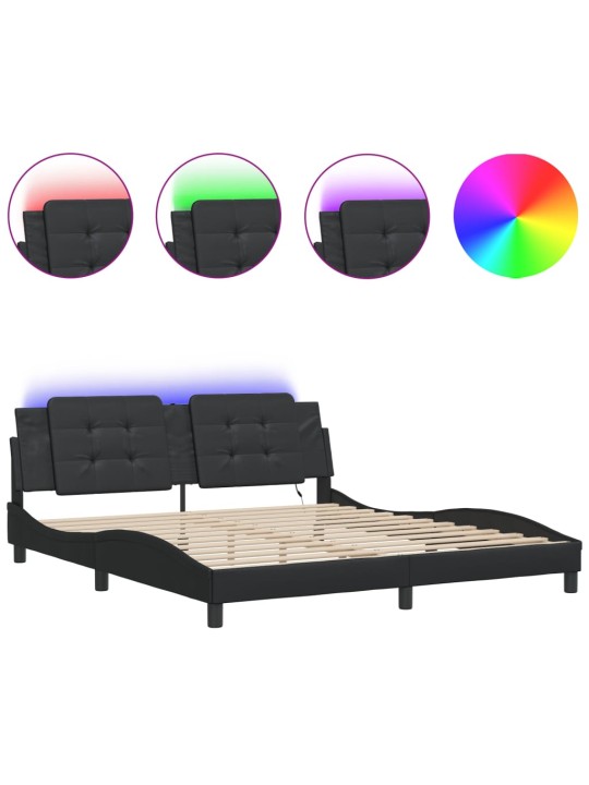 Rám postele s led osvětlením černý 180 x 200 cm umělá kůže