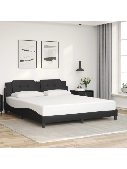 Rám postele s led osvětlením černý 180 x 200 cm umělá kůže