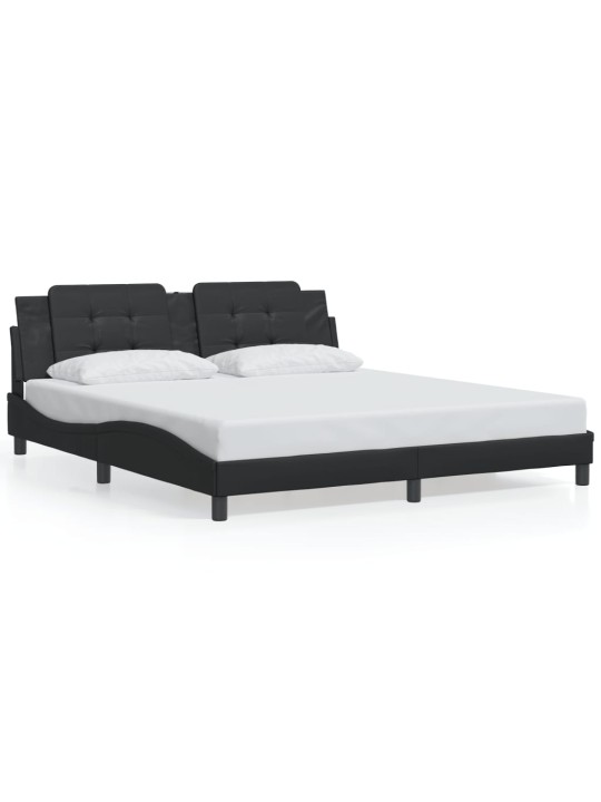 Rám postele s led osvětlením černý 180 x 200 cm umělá kůže