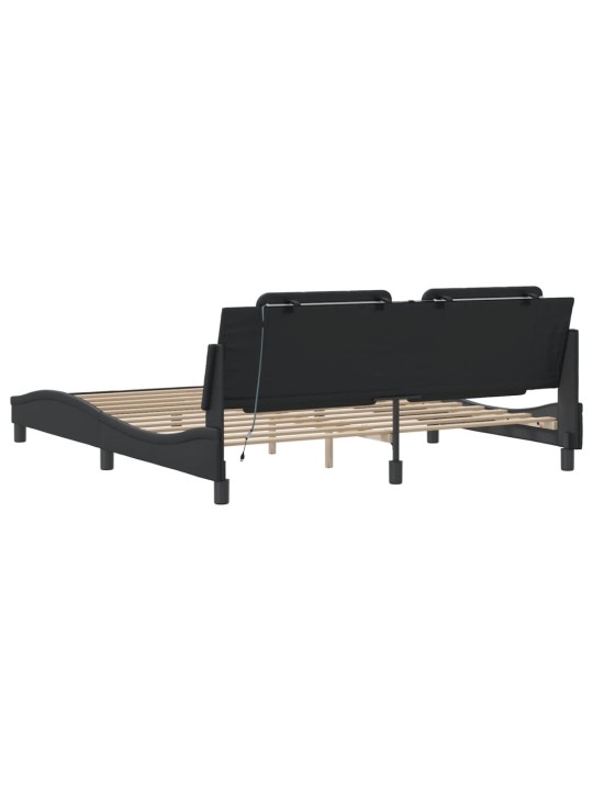 Rám postele s led osvětlením černý 180 x 200 cm umělá kůže
