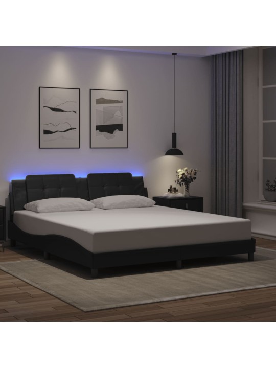 Rám postele s led osvětlením černý 180 x 200 cm umělá kůže
