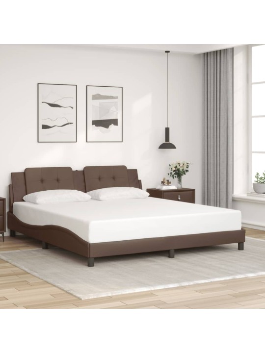 Rám postele s led osvětlením hnědý 180 x 200 cm umělá kůže