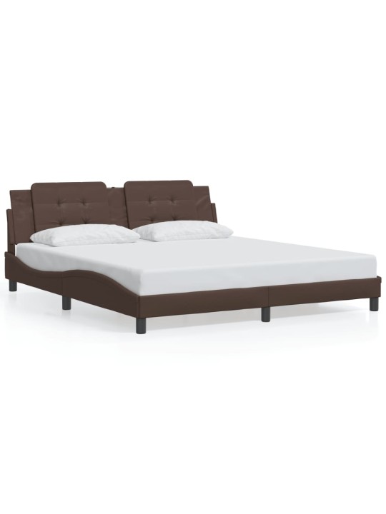 Rám postele s led osvětlením hnědý 180 x 200 cm umělá kůže