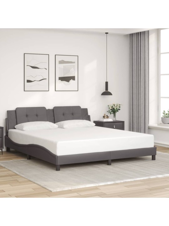 Rám postele s led osvětlením šedý 180 x 200 cm umělá kůže