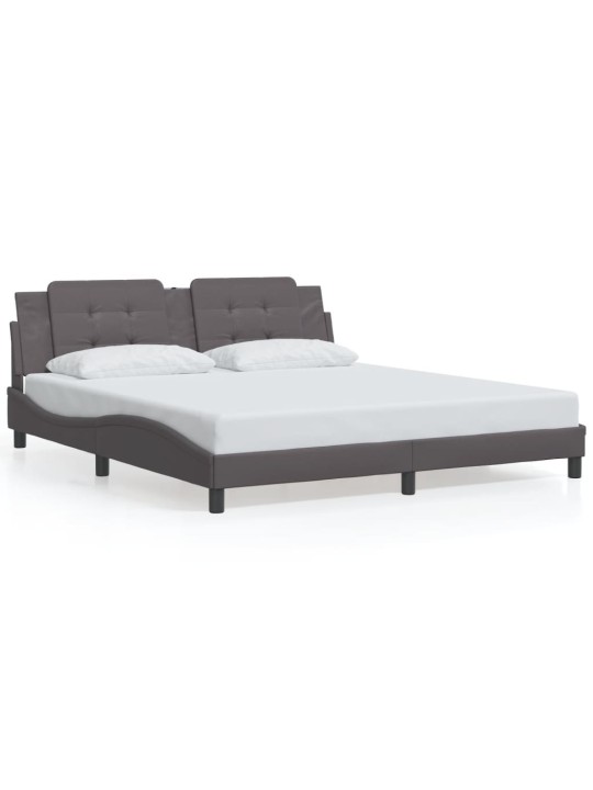 Rám postele s led osvětlením šedý 180 x 200 cm umělá kůže