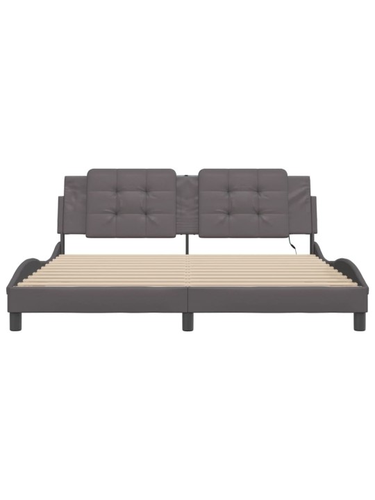 Rám postele s led osvětlením šedý 180 x 200 cm umělá kůže