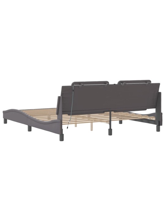 Rám postele s led osvětlením šedý 180 x 200 cm umělá kůže