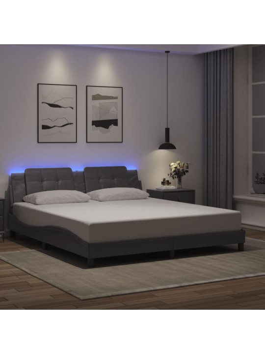 Rám postele s led osvětlením šedý 180 x 200 cm umělá kůže