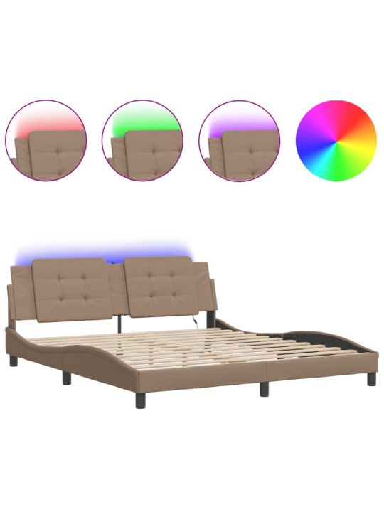 Rám postele s led osvětlením cappuccino 180x200 cm umělá kůže