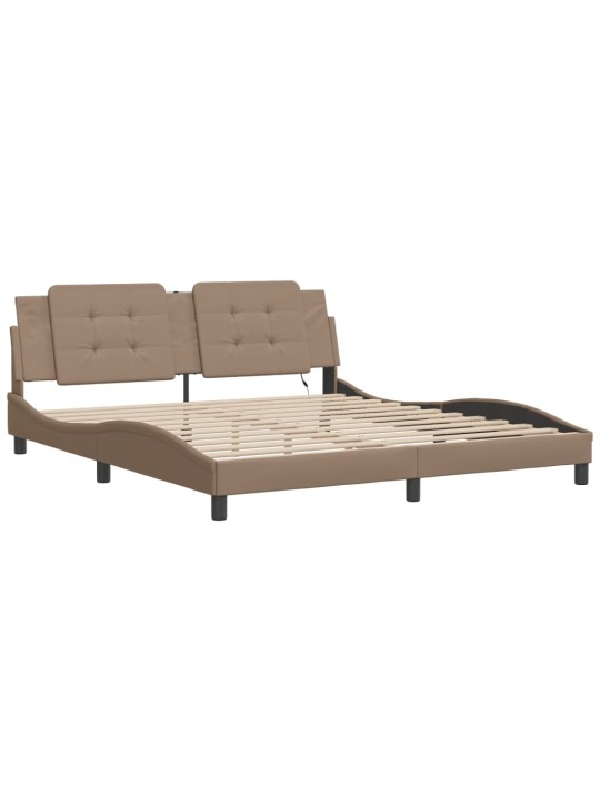 Rám postele s led osvětlením cappuccino 180x200 cm umělá kůže
