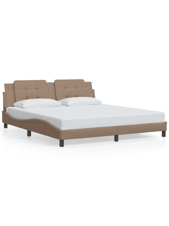 Rám postele s led osvětlením cappuccino 180x200 cm umělá kůže