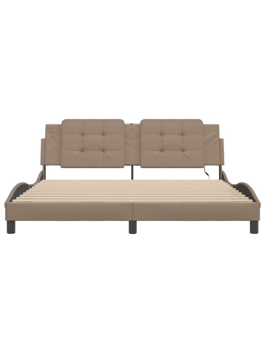 Rám postele s led osvětlením cappuccino 180x200 cm umělá kůže